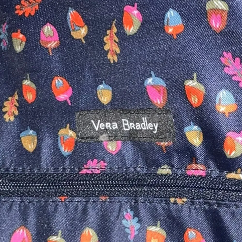 VERA BRADLEY Laptop Bag Blue & Orange With Acorn & Leaf Pattern Inside 3048-4